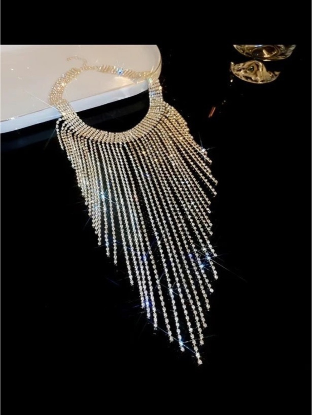 Statement Fringe Necklace in Gold & Silver